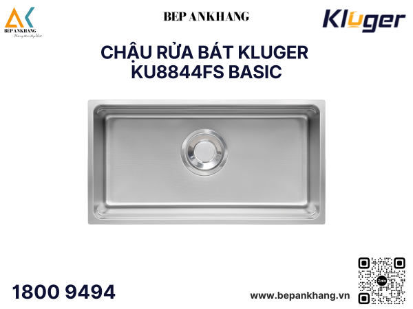 Chậu rửa bát Kluger KU8844FS Basic - Inox 304 Posco - Linen dập nổi chống xước